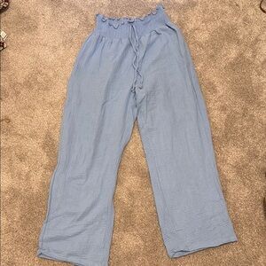 Green goddess Cotton Light Blue Drawstring Pants